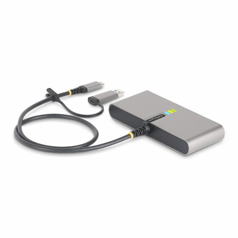 StarTech.com 2-Port USB-C Hub with Ethernet and RS-232, Attached USB-C to USB-A Dongle, 100W PD Pass-Through, 2x USB-A 5Gbps, Gigabit Ethernet, RS232 Serial (FTDI) 2