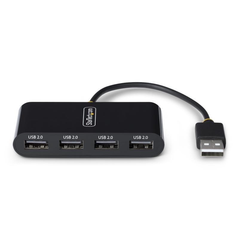 StarTech.com 4-Port USB 2.0 Hub, USB Bus Powered, Small Travel Mini USB Hub, USB 2.0 Splitter, Portable Multi-Port USB Hub, 480Mbps, Overcurrent Protection (OCP) 3