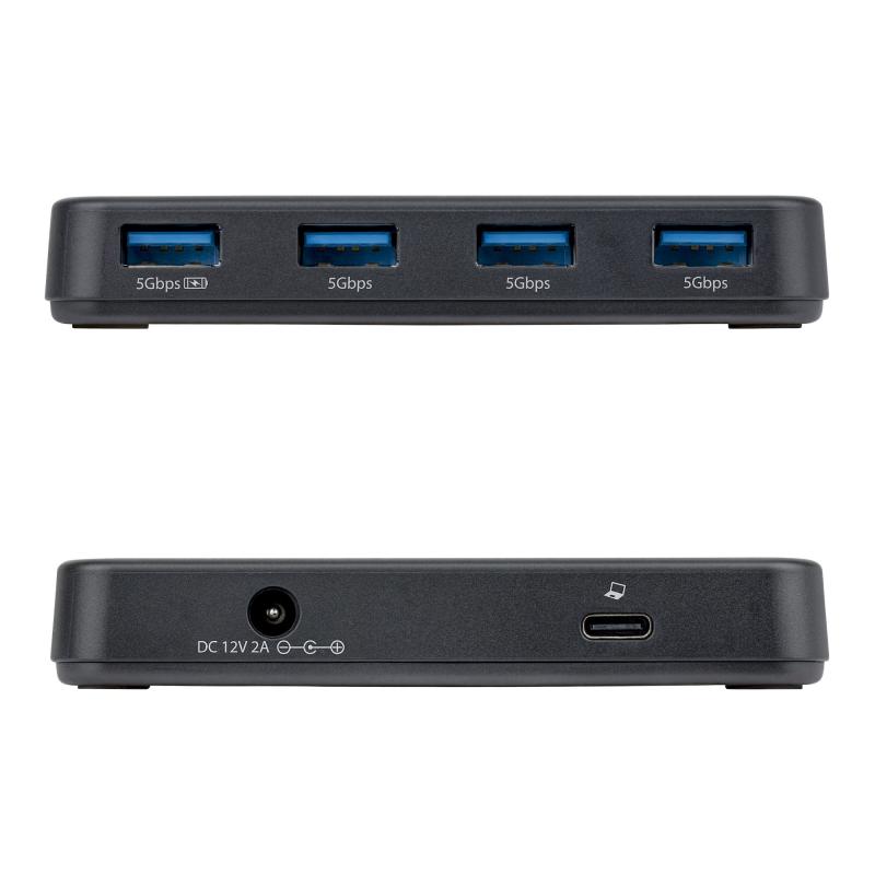 StarTech.com 4-Port USB-A Hub, 5Gbps, Self-Powered, 2-in-1 USB-C and USB-A Host Cable, 1x BC 1.2 Charging Port, 24W Power Adapter Included, MacBook and Windows 2
