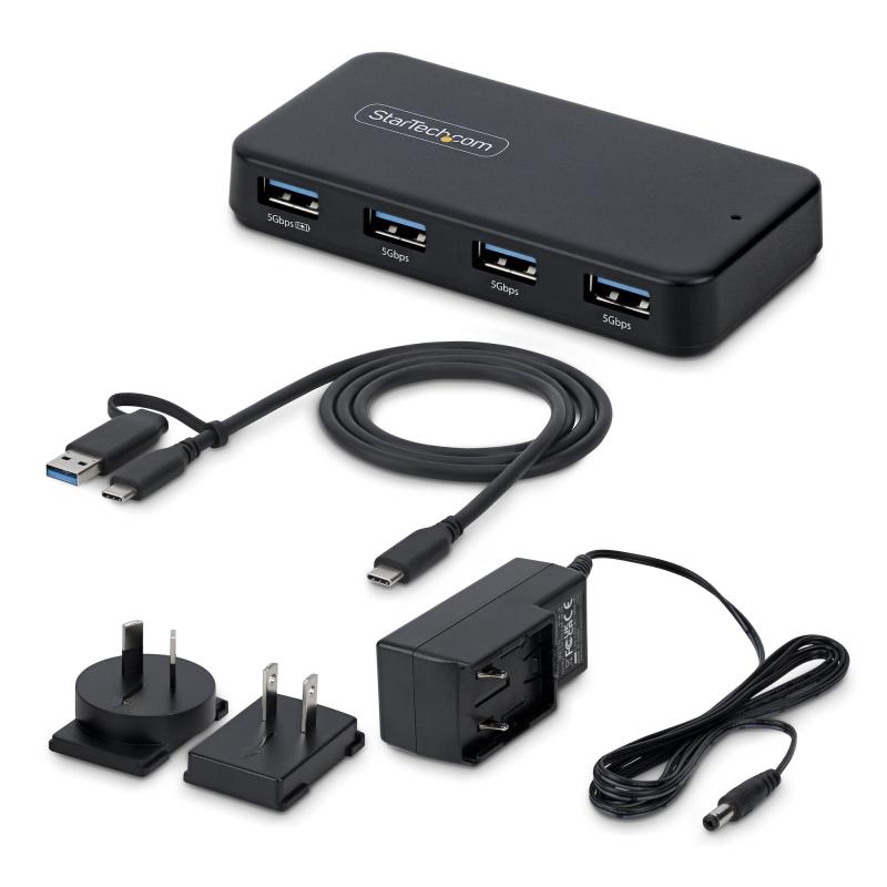 StarTech.com 4-Port USB-A Hub, 5Gbps, Self-Powered, 2-in-1 USB-C and USB-A Host Cable, 1x BC 1.2 Charging Port, 24W Power Adapter Included, MacBook and Windows 3