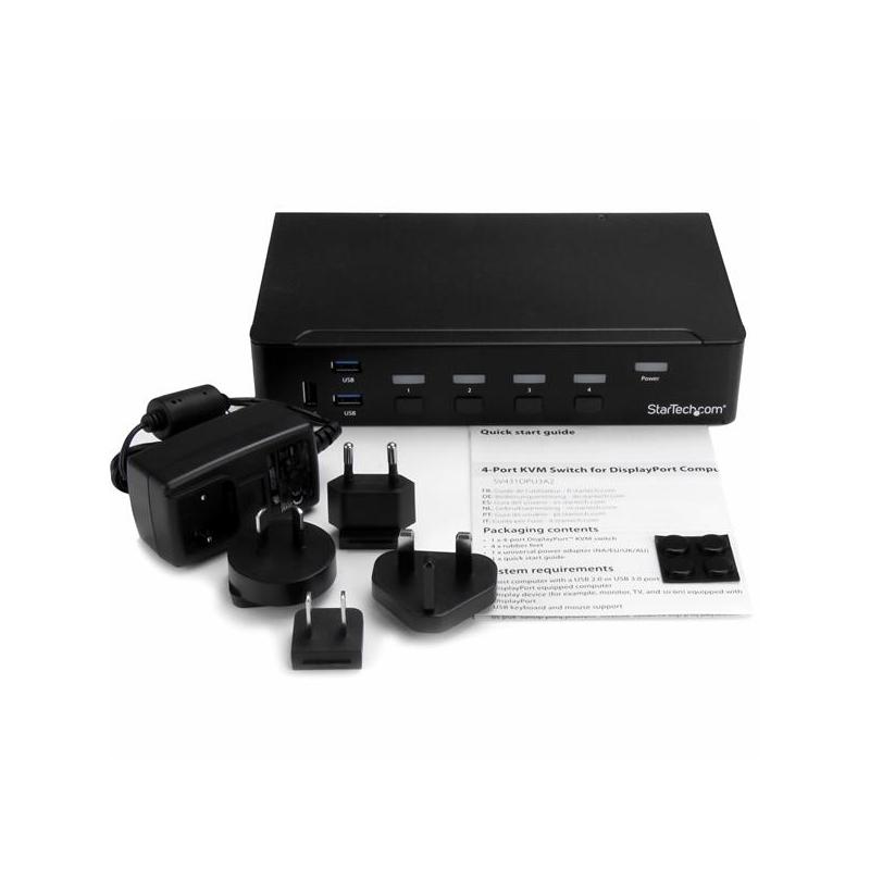 StarTech.com 4-Port DisplayPort KVM Switch - USB 3.0 - 4K 30Hz - TAA 3