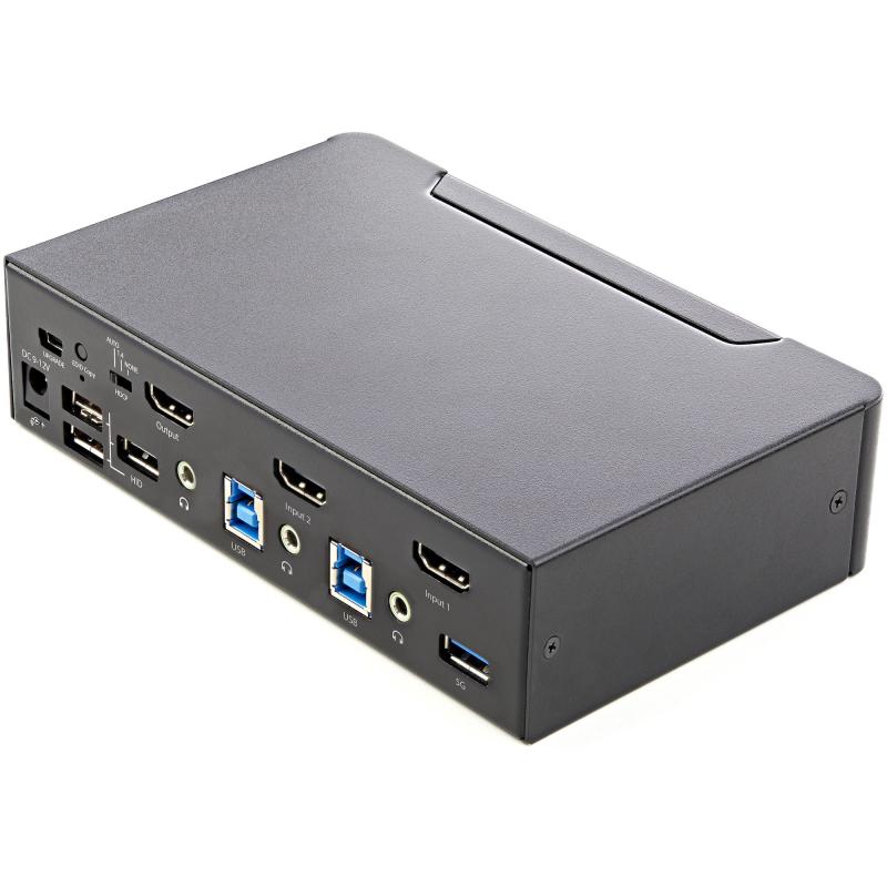 StarTech.com 2 Port HDMI KVM Switch - Single Monitor 4K 60Hz Ultra HD HDR - Desktop HDMI 2.0 KVM Switch with 2 Port USB 3.0 Hub (5Gbps) and 4x USB 2.0 HID, Audio - Hotkey Switching - TAA 3