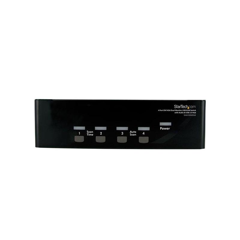 StarTech.com 4 Port DVI VGA Dual Monitor KVM Switch USB with Audio & USB 2.0 Hub - TAA