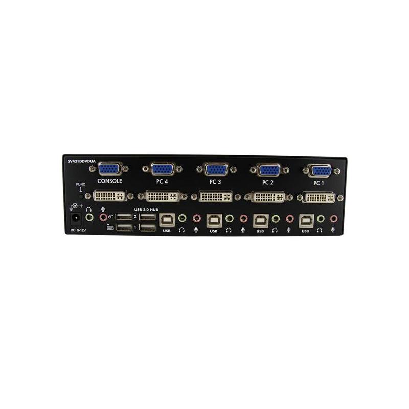 StarTech.com 4 Port DVI VGA Dual Monitor KVM Switch USB with Audio & USB 2.0 Hub - TAA 2