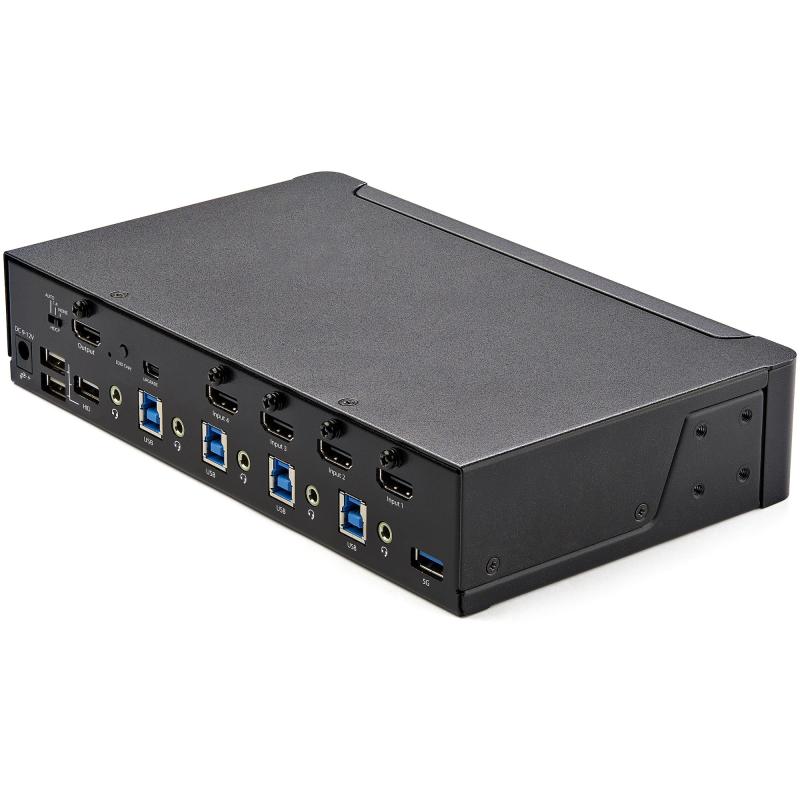 StarTech.com 4 Port HDMI KVM Switch - Single Monitor 4K 60Hz Ultra HD HDR - Desktop HDMI 2.0 KVM Switch with 2 Port USB 3.0 Hub (5Gbps) and 4x USB 2.0 HID, Audio - Hotkey Switching - TAA 2