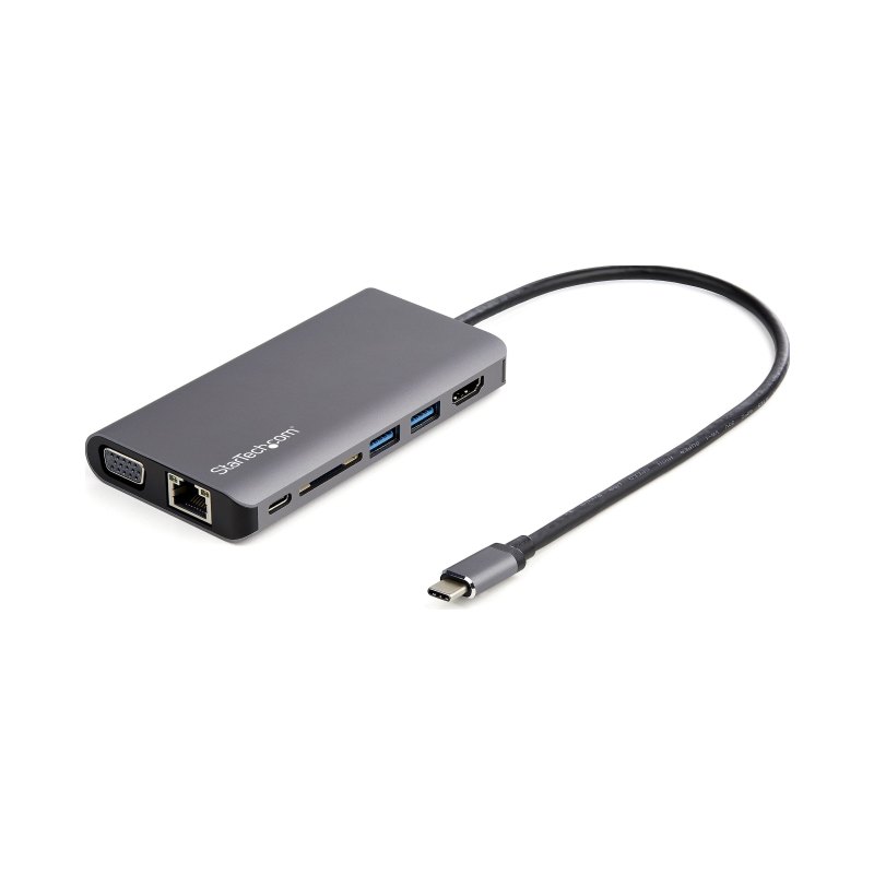 StarTech.com Adaptateur Multiport USB-C - Mini Dock USB-C avec 4K HDMI ou 1080p VGA - Hub 3x USB 3.0, SD, GbE, Audio, 100W PD Pass-Through - Station d'Accueil pour PC Portable/Tablette