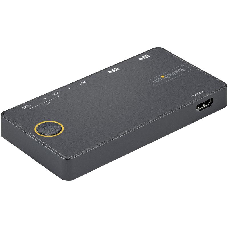 StarTech.com 2 Port Hybrid USB-A + HDMI & USB-C KVM Switch - Single 4K 60Hz HDMI 2.0 Monitor - Compact Desktop and/or Laptop HDMI KVM Switch - USB Bus Powered - Thunderbolt 3 Compatible 4