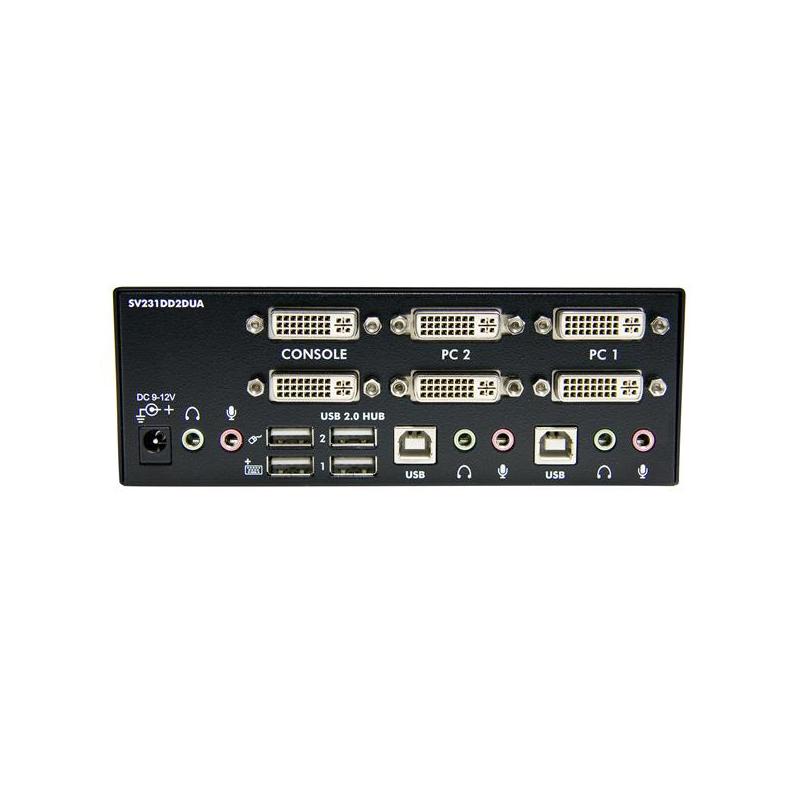 StarTech.com 2 Port Dual DVI USB KVM Switch with Audio & USB 2.0 Hub - TAA 3
