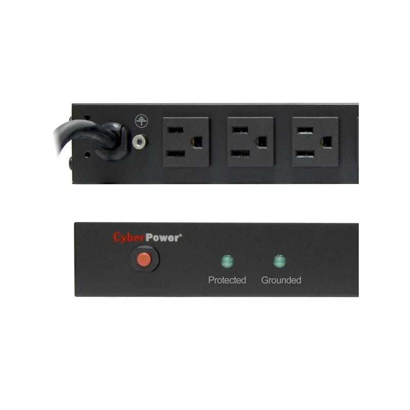 CyberPower RKBS15S2F10R surge protector Black 12 AC outlet(s) 120 V 4.57 m 3