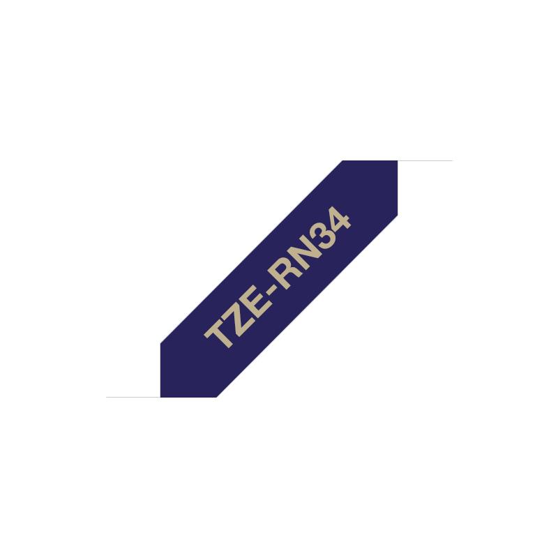 Brother TZE-RN34 label-making tape Gold on navy