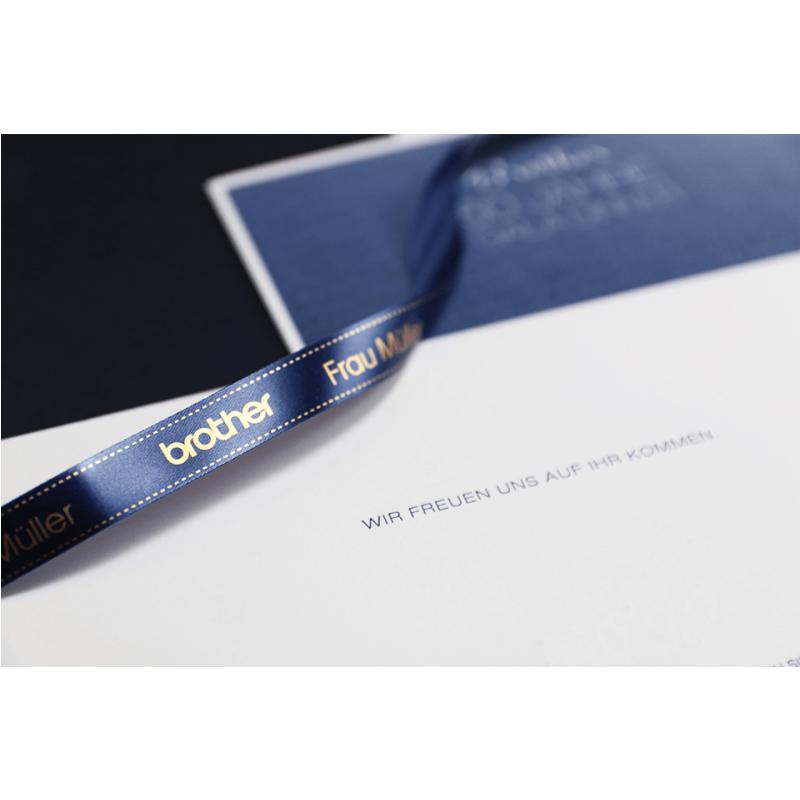 Brother TZE-RN34 label-making tape Gold on navy 4