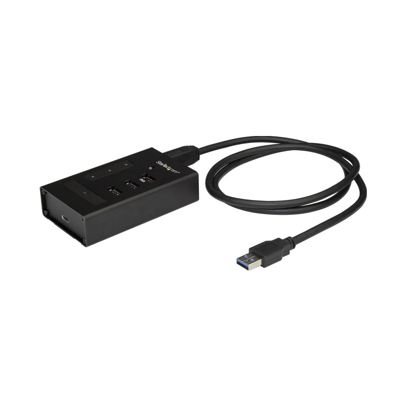 StarTech.com Hub USB 3.0 4 Ports - USB-A vers 3x USB-A et 1x USB-C - Hub Commercial USB en Métal- SuperSpeed USB 3.2 Gen 1 (5Gbps) - Auto Alimenté - Charge Rapide BC 1.2 - Montable/Renforcé