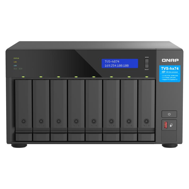 QNAP TVS-h874 NAS Tower Intel® Core™ i7 32 Go DDR4 0 To QuTS hero Noir