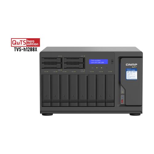 QNAP TVS-h1288X NAS Tower Intel® Xeon® W-1250 16 GB DDR4 0 TB QuTS hero Black