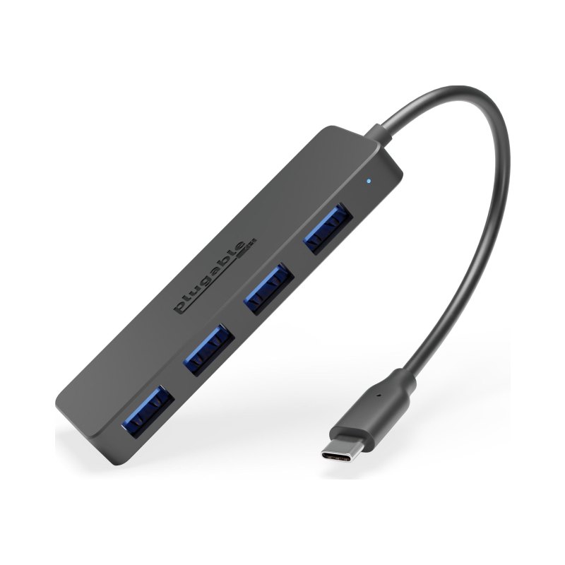 Plugable Technologies USB C to USB Adapter Hub, 4 Port USB 3.0 Hub, USB Splitter for Laptop, Compatible with Windows, MacBook Pro/Air, iPad Pro, Surface Pro, Chromebook, Linux, Android, Charging Not Supported