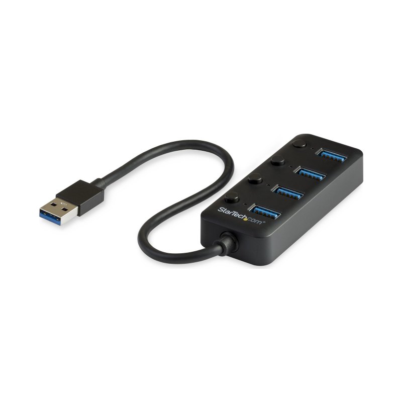 StarTech.com Hub USB à 4 Ports Alimenté par le Bus avec Interrupteurs Marche/Arrêt Individuels, Hub d'Extension USB 3.0 (5 Gbps), Répartiteur USB-A vers USB-A pour Ordinateur de Bureau/Portable