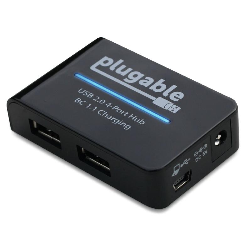 Plugable Technologies USB2-HUB4BC hub & concentrateur 480 Mbit/s Noir