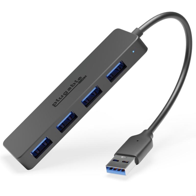 Plugable Technologies USB3-HUB4A hub & concentrateur USB 3.2 Gen 1 (3.1 Gen 1) Type-A 5000 Mbit/s Noir