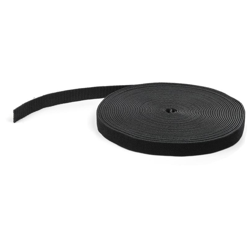 StarTech.com 50ft (15.2m) Hook and Loop Roll, Black, Cut-to-Size Reusable Cable Ties, Bulk Industrial Wire Fastener Tape, Adjustable Fabric Wraps, Reusable Self Gripping Cable Management Straps