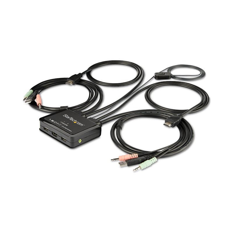 StarTech.com Switch KVM HDMI - 4k 60Hz - Commutateur KVM Compact 2 Ports UHD/Ultra HD USB - KVM avec Câbles Audio, USB & HDMI 1,2m intégrés - Alimentation par Bus & Commutation à Distance - MacBook - ThinkPad