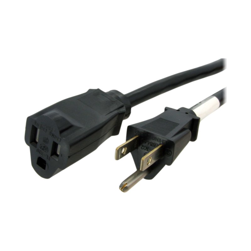 StarTech.com 10ft (3m) Heavy Duty Extension Cord, NEMA 5-15R to NEMA 5-15P Black Extension Cord, 15A 125V, 14AWG, Heavy Gauge Power Extension Cable, NEMA 5-15R to NEMA 5-15P AC Power Cord - UL Listed
