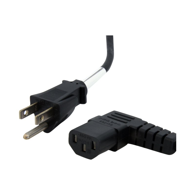 StarTech.com 10ft (3m) Computer Power Cord, 18AWG, NEMA 5-15P to Right Angle C13, 10A 125V, Black Replacement AC Power Cord, Printer Power Cord, PC Power Supply Cable, Monitor Power Cable - UL Listed
