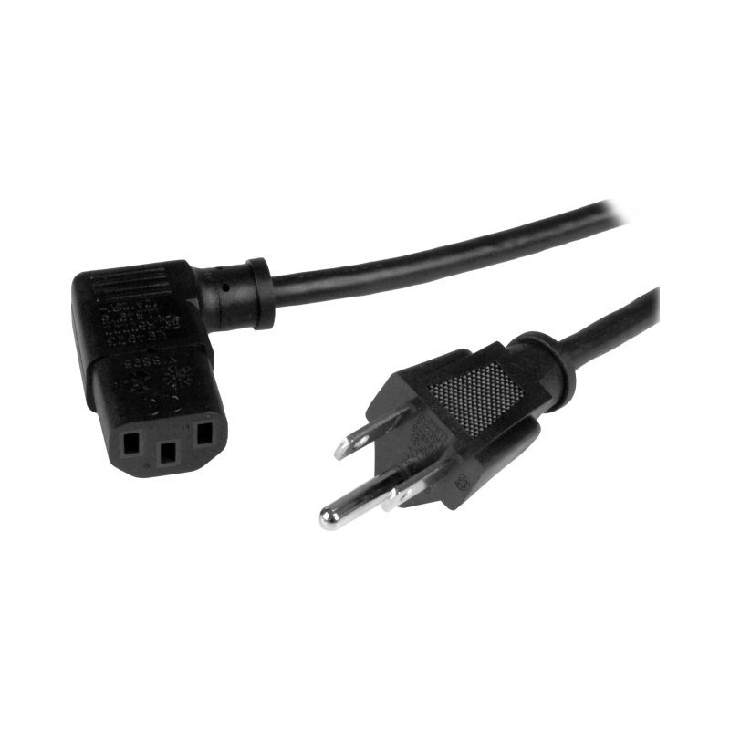 StarTech.com 3ft (1m) Computer Power Cord, NEMA 5-15P to Right Angle C13, 10A 125V, 18AWG, Black Replacement AC Power Cord, Printer Power Cord, PC Power Supply Cable, Monitor Power Cable - UL Listed