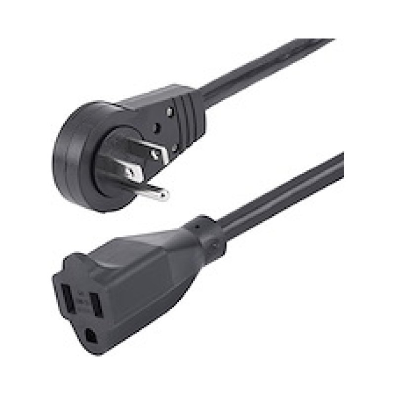 StarTech.com 3ft (1m) Power Extension Cord - 360° Rotating Flat Plug Extension Cord - NEMA 5-15P to NEMA 5-15R, 16 AWG, 125V/13A - Black Short 3-Prong Power Extender Cable