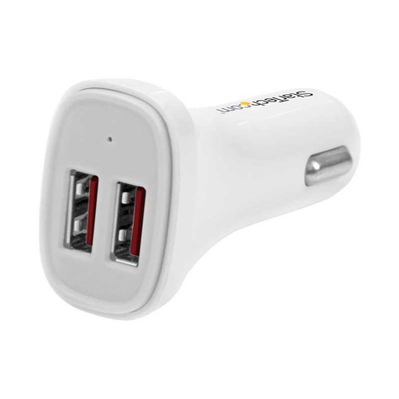 StarTech.com Dual-Port USB Car Charger - 24W/4.8A - White