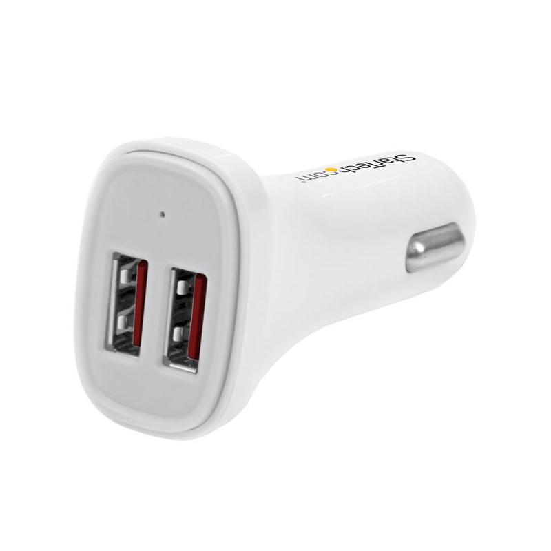StarTech.com Dual-Port USB Car Charger - 24W/4.8A - White