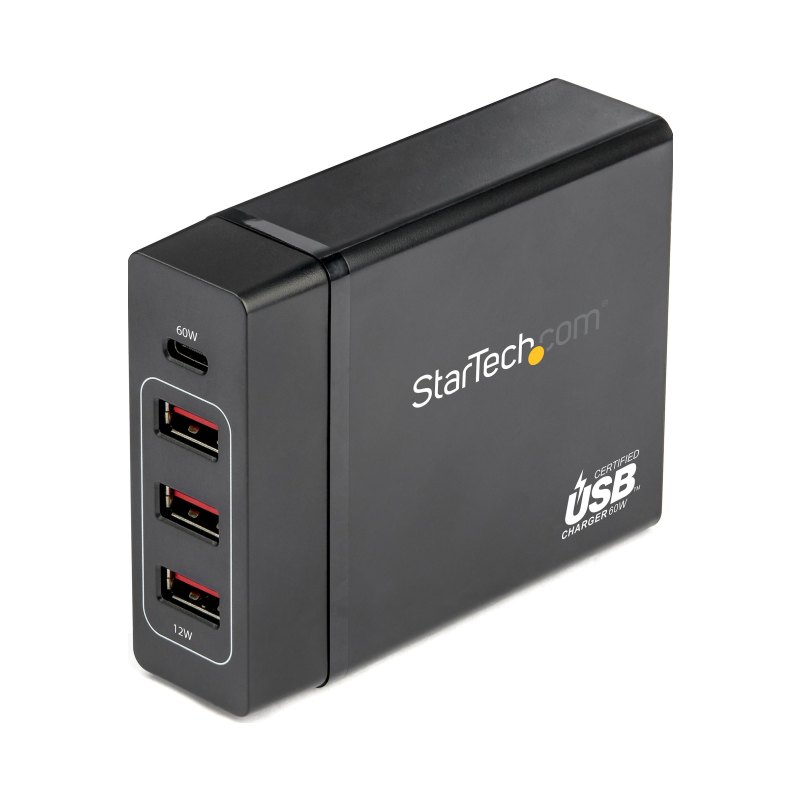 StarTech.com USB-C Charging Station - 72W Desktop Charger - 1x USB-C + 3x USB-A (60W Power Delivery + 12W) - Portable USB Type-C Charger - Laptop Replacement Charger - USB-C Power Adapter