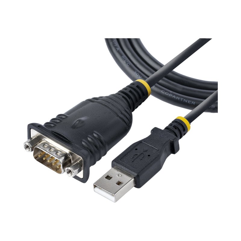 StarTech.com 3ft (1m) USB to Serial Cable, DB9 Male RS232 to USB Converter, Prolific IC, USB to Serial Adapter for PLC/Printer/Scanner/Switch, USB to COM Port Adapter, Windows/Mac