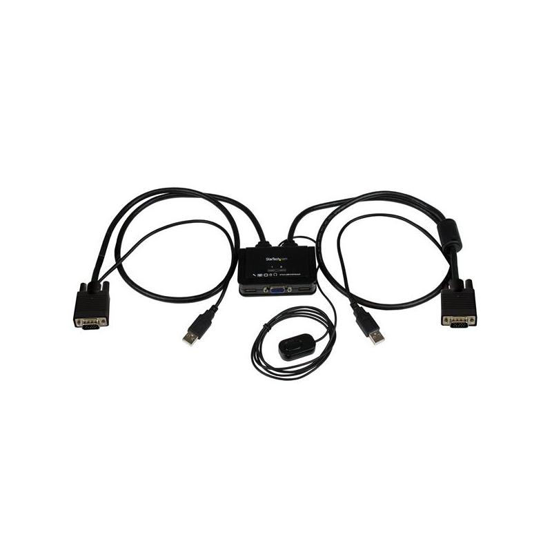 StarTech.com Switch KVM USB VGA à 2 ports - Commutateur KVM alimenté par USB avec câbles et commutateur à distance