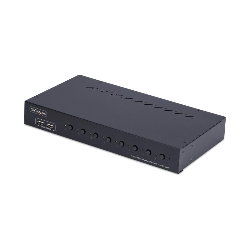 StarTech.com Commutateur KVM DisplayPort 8 Ports avec Kit de Montage en Rack 1U, DP 1.2 4K 60Hz, Commutation par Bouton-Poussoir, Switch 8 Ports, Hub USB 4 Ports, Indépendant de l'OS, Conforme TAA