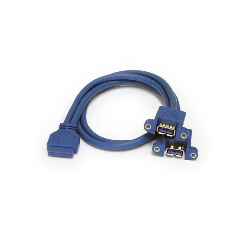 StarTech.com Câble USB 3.0 (5Gbps) 2 ports monté sur panneau – Câble USB A vers adaptateur carte mère F/F