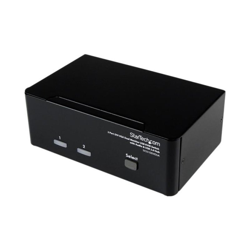 StarTech.com 2 Port DVI VGA Dual Monitor KVM Switch USB with Audio & USB 2.0 Hub - TAA