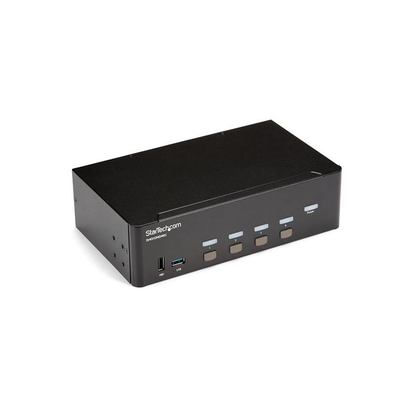 StarTech.com Switch KVM double affichage HDMI 4K 30 Hz à 4 ports avec hub USB intégré