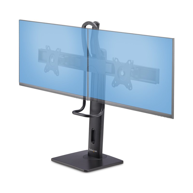 StarTech.com Crossbar Dual Monitor Desk Stand For Double 27-inch Screens, VESA Mount 75x75/100x100, Toolless Height Adjustment, Up To 13.2lb (6kg) Per Display