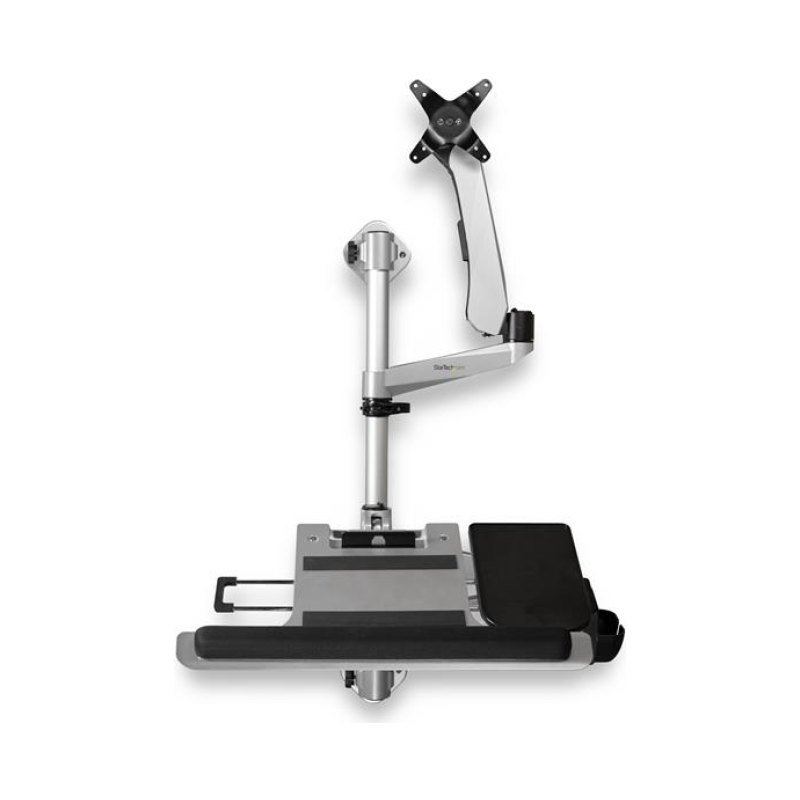 StarTech.com Poste de Travail Ergonomique pour Montage Mural - Bras Articulé Ergonomique pour Écran - Réglable en Hauteur & Plateau pour Clavier Rembourré - Écran 34" VESA