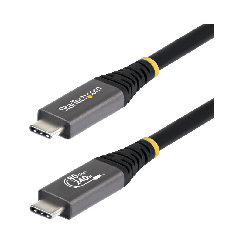 StarTech.com 1.5ft (45cm) USB4 Cable, 80Gbps, USB-IF Certified USB-C Cable, 240W PD, 8K 120Hz/4K 240Hz DP2.1 DP80, TPE Jacket, Thunderbolt 4 Compatible - Black USB-C Cord