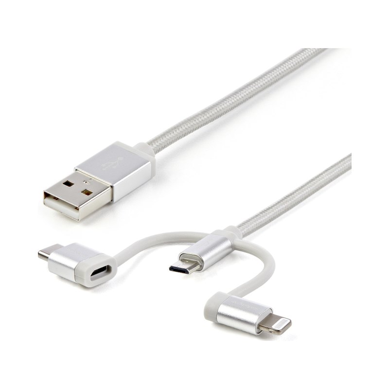 StarTech.com Câble USB multi connecteur de 1 m - Lightning, USB-C, Micro USB