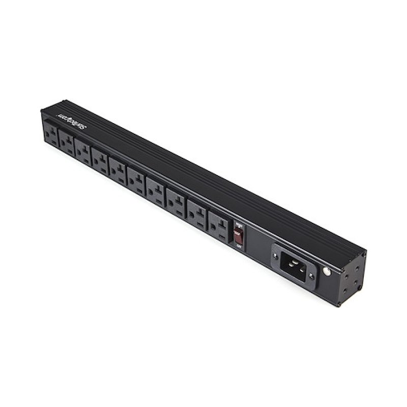 StarTech.com 10 Outlet Rack Mount Power Strip 125V/16 Amp - 1U Horizontal 19" Rackmount PDU - NEMA 5-20P Input - 10x NEMA 5-15/20R Outlets - Rack Mount PDU - UL Listed - 8ft Power Cord