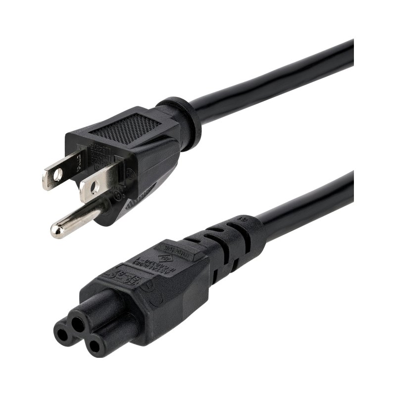 StarTech.com 6ft (1.8m) Laptop Power Cord, NEMA 5-15P to C5 (Clover Leaf), 10A 125V, 18AWG, Laptop Replacement Cord, Printer Power Cable, Laptop Charger Cord, Laptop Power Brick Cord - UL Listed
