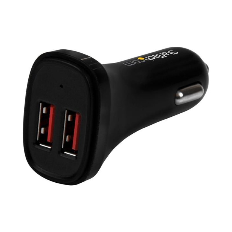 StarTech.com Dual-Port USB Car Charger - 24W/4.8A - Black
