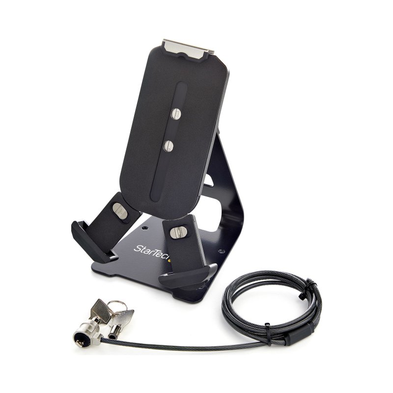 StarTech.com Secure Tablet Stand w/ K-Slot Cable Lock - Locking Tablet Holder for 7.9"-13" Tablets - Universal Adjustable Tablet Mount for Desk/Surface - Lockable Anti-Theft Security Mount - TAA