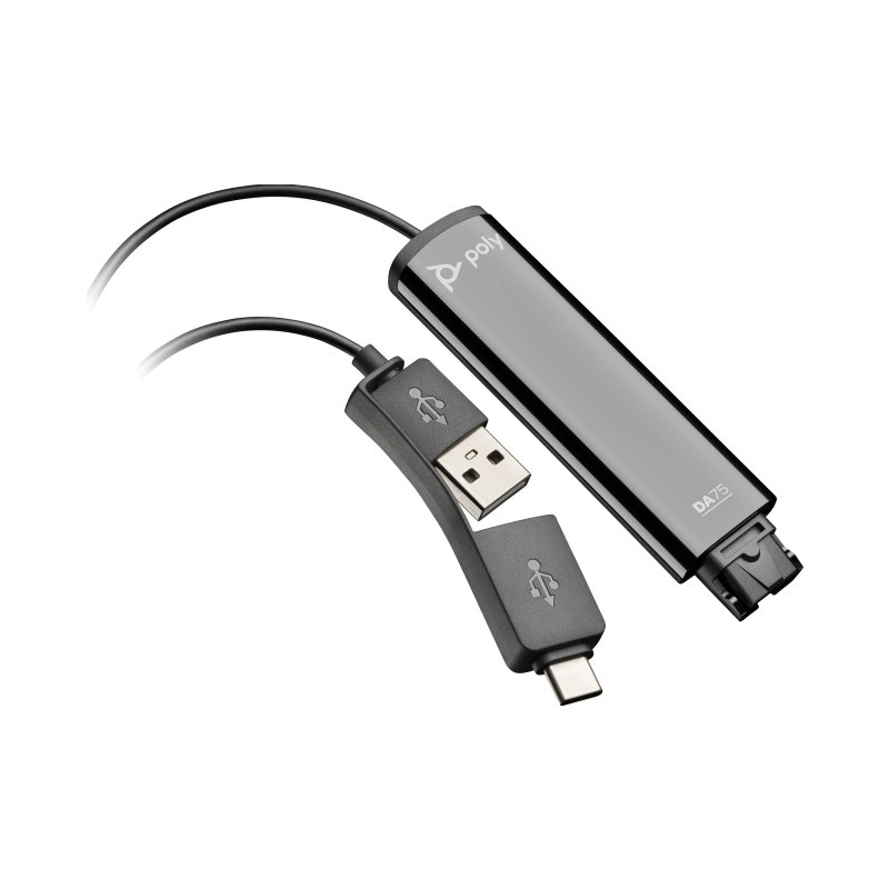 HP Poly Adaptateur Poly DA75 USB vers QD Noir TAA