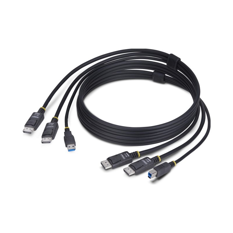 StarTech.com Câble KVM Double DisplayPort de 1,8m et USB 5Gbps, 4K 60Hz, Câble Combo à Compatibilité Universelle DP 1.2 et USB pour Commutateurs/Switchs KVM à Deux Moniteurs
