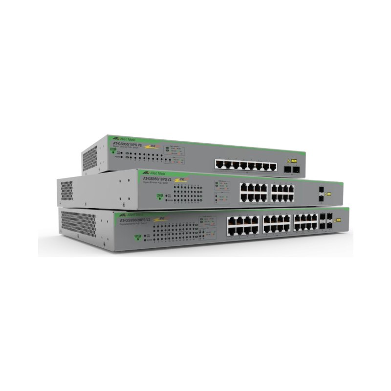 Allied Telesis GS950/10PS-V2 Managed Gigabit Ethernet (10/100/1000) Power over Ethernet (PoE) Silver