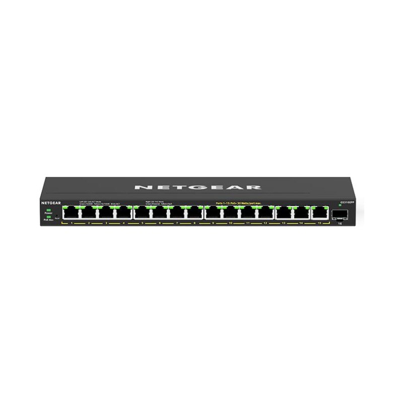 NETGEAR GS316EPP Managed Gigabit Ethernet (10/100/1000) Power over Ethernet (PoE) Black
