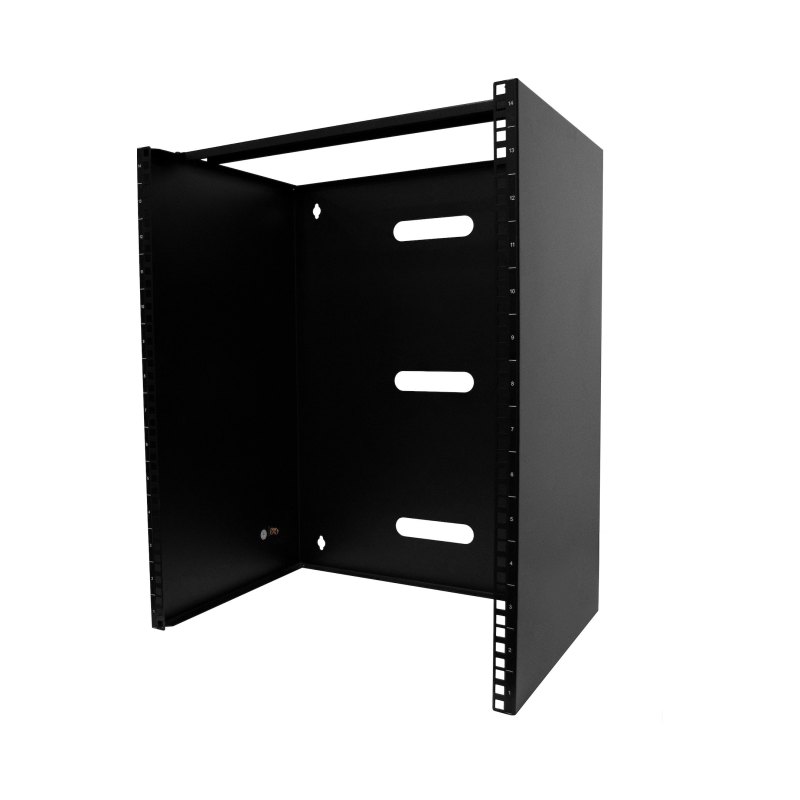 StarTech.com Rack Réseau Mural 14U - Profondeur de 35,5cm (profil bas) - Support pour Panneau de Brassage 19" pour Serveur Peu Profond, équipement IT, Switch Réseau - Capacité de Poids 35kg, Noir